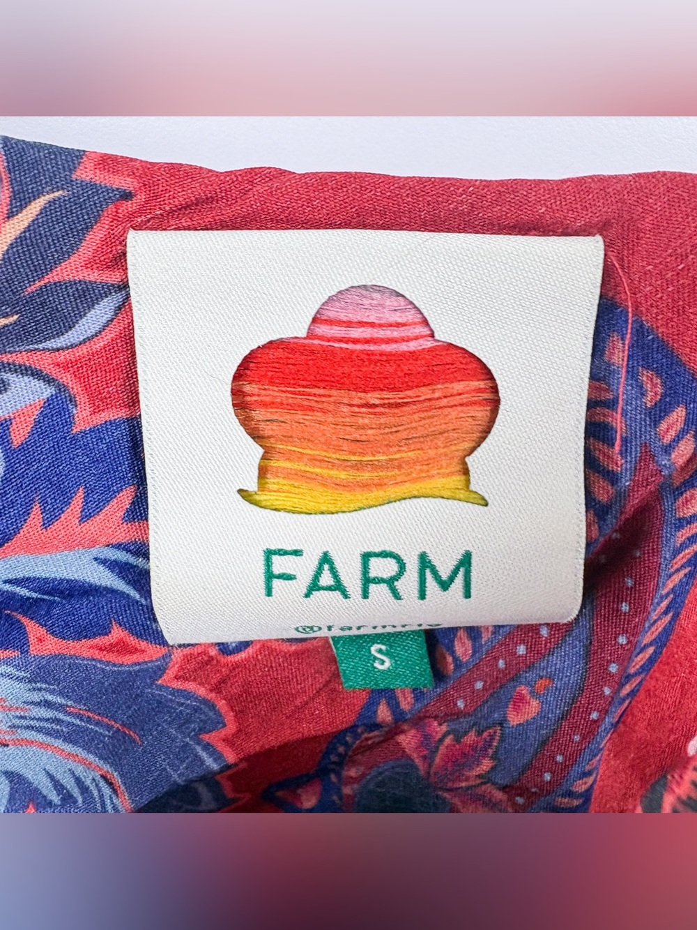 Farm Rio Luang Red Maxi Dress Blue Tropical Floral Bias Slip Resort Aloha Small - Picture 4 of 9